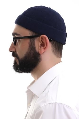 İhvan Online Lacivert Katlamalı Sade Desen Kışlık Orlon Takke Şapka