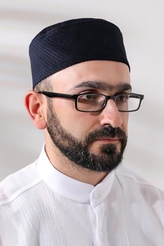 İhvan Online Lacivert Petek Kareli Kadife Kalıp Namaz Takkesi