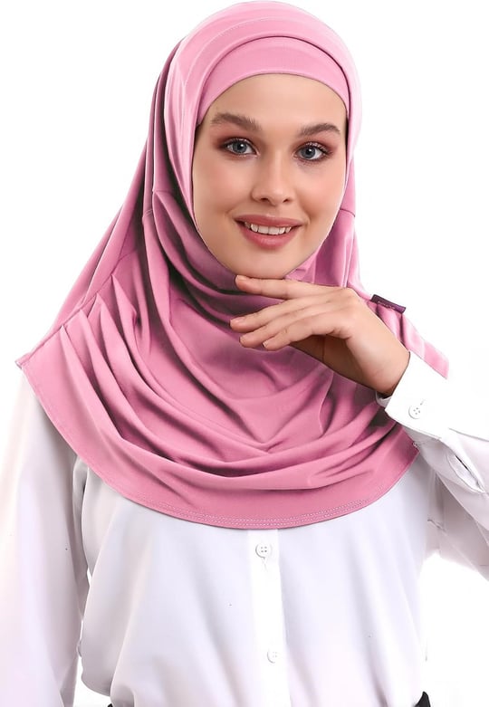 İhvan Online Neon Pembe Yetişkin Boneli Tesettür Hazır Pratik Eşarp
