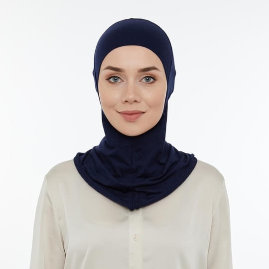 İhvan Online Pratik Boyunluklu Tesettür Hijab Bone Lacivert