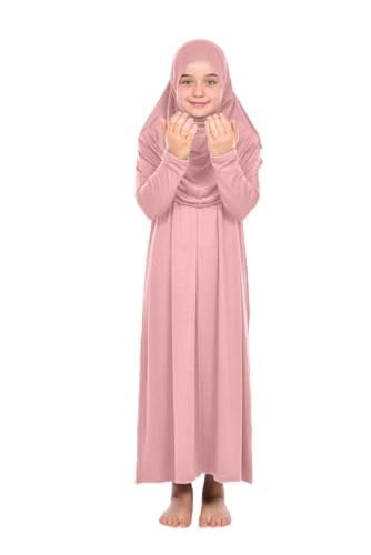 İhvan Online Pratik Çocuk Namaz Elbisesi 8-12 Yaş Pudra Pembe