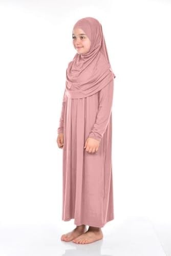 İhvan Online Pratik Çocuk Namaz Elbisesi 8-12 Yaş Pudra Pembe