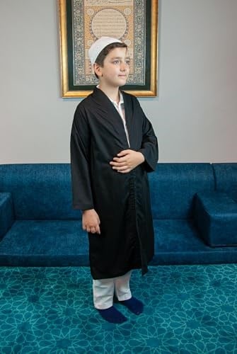 Ihvan Online Siyah Buhara Yaka Namaz Elbisesi Erkek Çocuk Cübbe