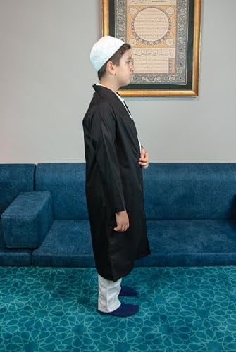 Ihvan Online Siyah Buhara Yaka Namaz Elbisesi Erkek Çocuk Cübbe
