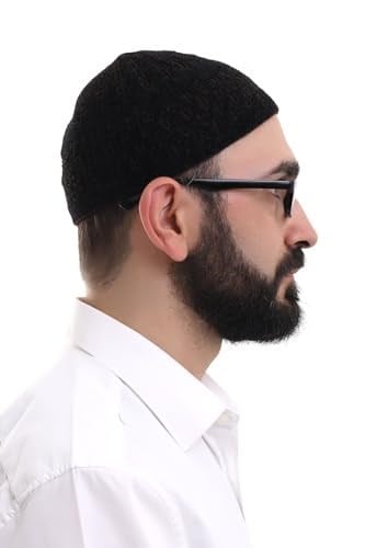 İhvan Online Siyah Kahve Hasır Desen Kışlık Kadife Namaz Takkesi