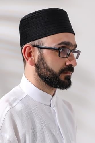 İhvan Online Siyah Kapitone Desenli Kadife Kalıp Namaz Takkesi