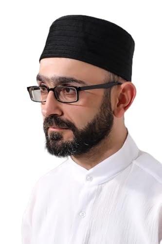 İhvan Online Siyah Kapitone Desenli Kadife Kalıp Namaz Takkesi