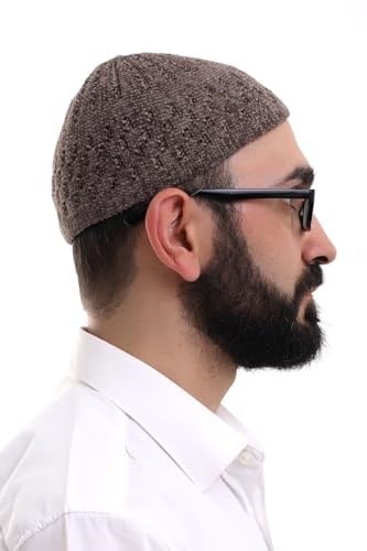 İhvan Online Sütlü Kahve Hasır Desen Kışlık Kadife Namaz Takkesi