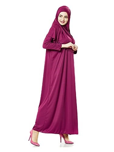 İhvan Online Tek Parça Namaz Elbisesi - Fuşya- 5015 ve Seccade ve Zikirmatik - Üçlü Takım Fuşya 36-44