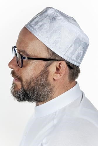 İhvan Online Topbaş Nakış Desenli Kalıp Kumaş Takke Beyaz Beyaz 58