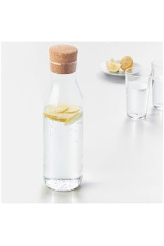 IKEA 365+ Cam Karaf, Su Şişesi, Mantar Kapaklı, 1 Lt, Beyaz