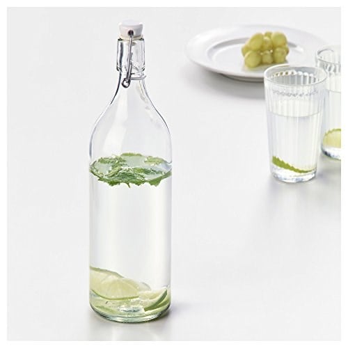 IKEA KORKEN şeffaf cam şişe, tıpalı, yağ, sirke, içecek, bira, su, kombucha, kefir, soda için sallanan şişeler, (481 ml)
