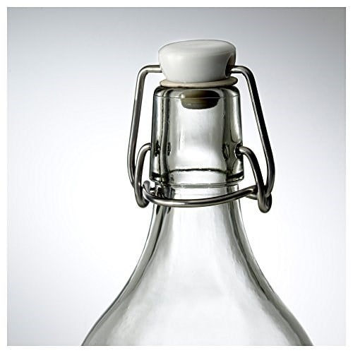 IKEA KORKEN şeffaf cam şişe, tıpalı, yağ, sirke, içecek, bira, su, kombucha, kefir, soda için sallanan şişeler, (481 ml)