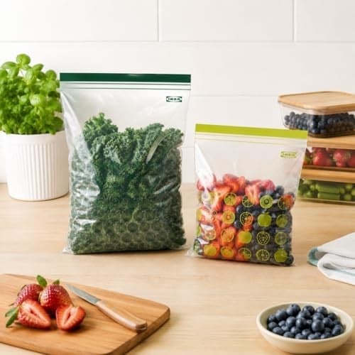 Ikea Plastik torba Istad, 30 adet paket, şunlardan oluşur: 15 torba 6 l (28,5 x 41 cm) ve 15 torba 4,5 l (27 x 34 cm), tekrar kullanılabilir, çünkü tekrar kapatılabilir