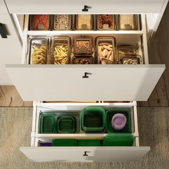 Ikea Pruta saklama kabı Set, gıda maddeleri için, şeffaf, mikrodalga fırına uygun, yeşil, 17 kutu