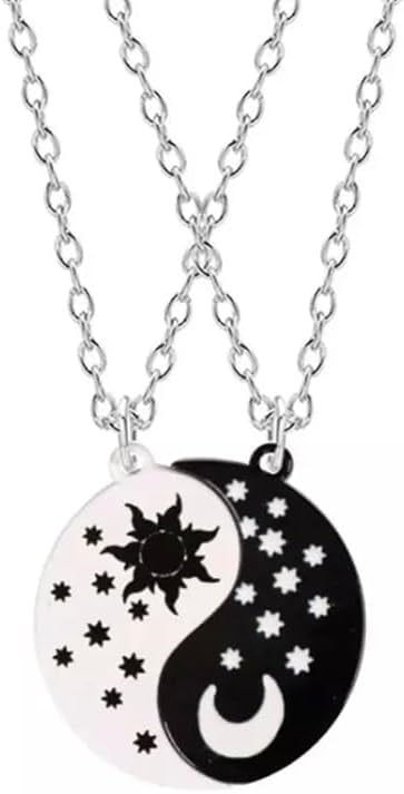 İkili Ying Yang Best Friends BFF Metal Ay Güneş Zincirli Kolye