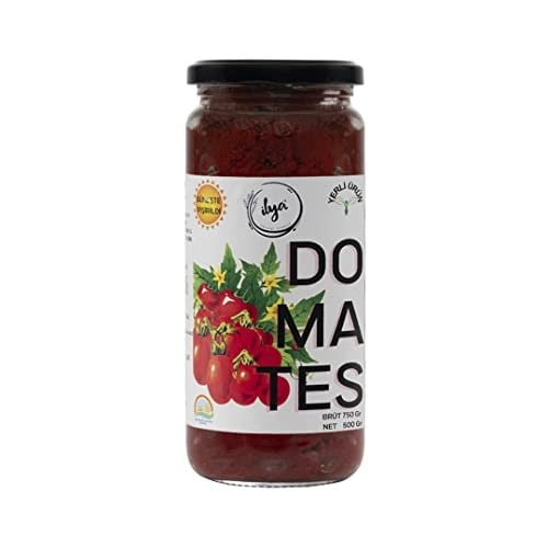 İlya Organik Salça 600 gr (Domates-Biber) Cam Kavanoz Ege’nin Kızgın Güneşinde Pişirilen Ve Mevsiminde Toplanan Sebzelerden Hazırlanan Doğal Lezzet Yemeklik Kahvaltılık Bir Arada
