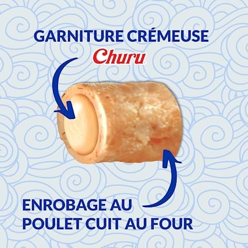 INABA Churu Bites - Kedi elinizden beslenmek için davranır - kremsi dolgulu çıtır çantalar - tavuk