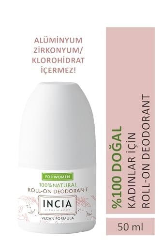 INCIA%100 Doğal Roll On Deodorant Kadınlar İçin Ter Kokusu Önleyici Lekesiz 50 ml - Seçenekler: 50 ml (1er Pack), 50 ml (1er Pack) (3 paketi)