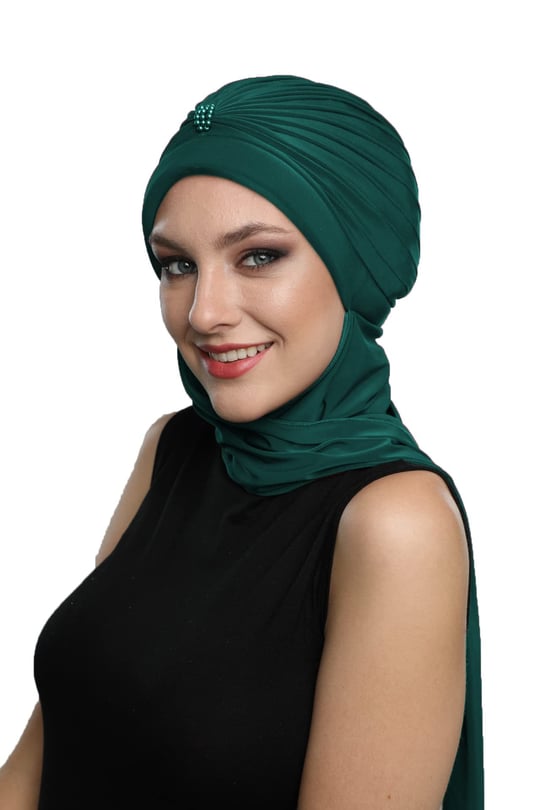 İNCİLİ ATKILI EL İŞİ İNCİ İŞLEMELİ HAZIR TÜRBAN TESETTÜR BONE