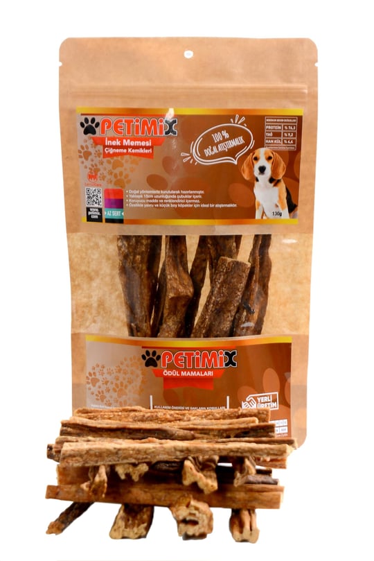 İnek Memesi Çubukları Çiğneme Kemikleri Köpek Ödül Maması 130g