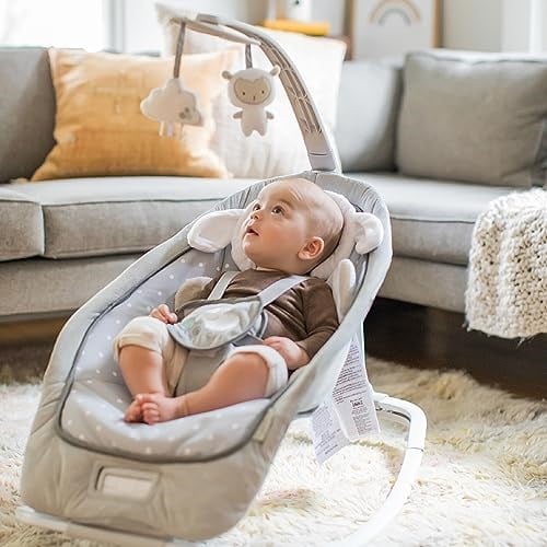 Ingenuity 2si 1 Arada Hafif Bebek Salıncağı ve Hoppala (0-30 Ay, 18 Kiloya Kadar) - Yemek Zamanı Matı, Titreşimler ve Sesler