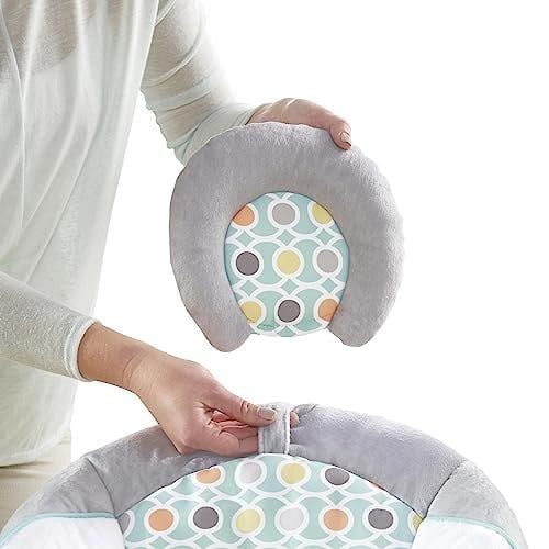 Ingenuity Rahatlatıcı Ana kucağı Bebek Koltuğu, Sesler ve Titreşimler, 0-6 Ay, 9 kga Kadar - Morrison, Fil/Aslan Oyuncaklı (Gri/Mavi)