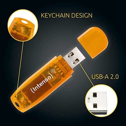 Intenso Rainbow Line USB bellek 64GB Turuncu 3502490 - Seçenekler: 64GB, 16 GB
