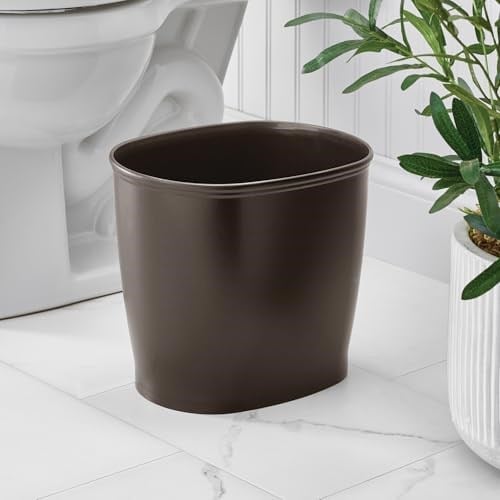 InterDesign Kent Oval Çöp Kutusu, Banyo Mutfak Ofis için, Plastik, 30,5x20,3x25,4cm, Kahverengi