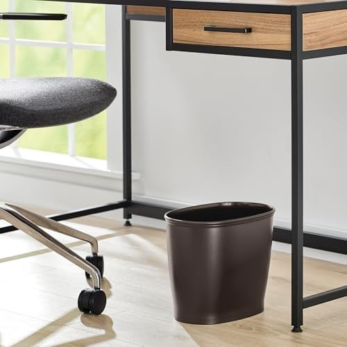 InterDesign Kent Oval Çöp Kutusu, Banyo Mutfak Ofis için, Plastik, 30,5x20,3x25,4cm, Kahverengi