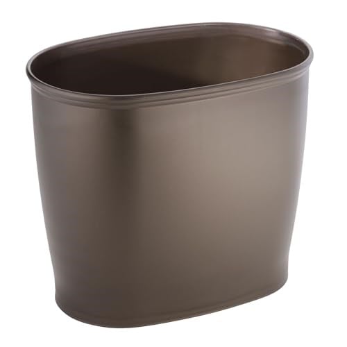 InterDesign Kent Oval Çöp Kutusu, Banyo Mutfak Ofis için, Plastik, 30,5x20,3x25,4cm, Kahverengi