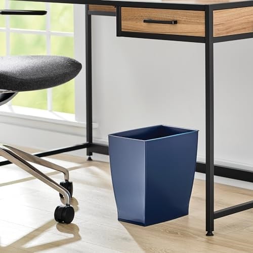 InterDesign Mono çöp kovası çöp kutusu – Dikdörtgen, plastik, plastik, koyu mavi, 28.4 x 18.9 x 30.3 cm