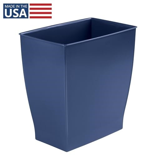 InterDesign Mono çöp kovası çöp kutusu – Dikdörtgen, plastik, plastik, koyu mavi, 28.4 x 18.9 x 30.3 cm