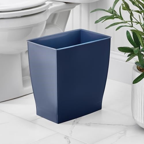 InterDesign Mono çöp kovası çöp kutusu – Dikdörtgen, plastik, plastik, koyu mavi, 28.4 x 18.9 x 30.3 cm