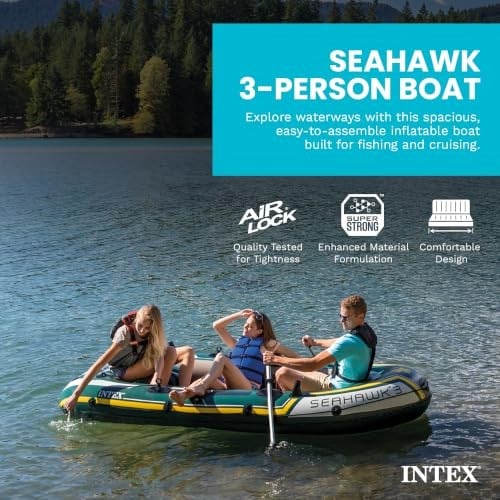 INTEX Seahawk Şişme Bot Serisi: Deluxe Tekne Kürekleri ve Yüksek Çıkışlı Pompa İçerir - SuperStrong PVC - Olta Tutucular - Kaynaklı Kürek Kilitleri - Ağır Hizmet Tipi Kepçe Kolu