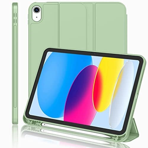 iPad 11.Nesil 2025 A16 / 10.Nesil 2022 10,9 İnç Uyumlu Kılıf – Kalem Tutuculu, Yumuşak TPU Sırtlı, Üç Katlı Standlı Akıllı Kılıf, Otomatik Uyku/Uyanma Özellikli