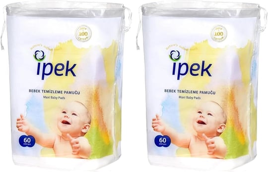 İpek Bebek Temizleme Pamuğu, Beyaz, 60 Adet - Seçenekler: Tek Ebat 2li paket, Tek Ebat