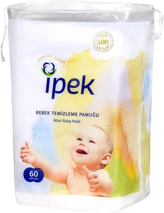 İpek Bebek Temizleme Pamuğu, Beyaz, 60 Adet - Seçenekler: Tek Ebat 2li paket, Tek Ebat
