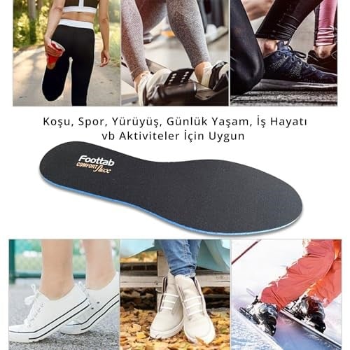 ipekbazaar ComfortFlex Ayakkabı Tabanlığı, Soft Rahat Spor Tabanlık, Kadın, Erkek, Ayakkabı Tabanı (Siyah, 43-44)