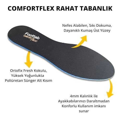 ipekbazaar ComfortFlex Ayakkabı Tabanlığı, Soft Rahat Spor Tabanlık, Kadın, Erkek, Ayakkabı Tabanı (Siyah, 43-44)