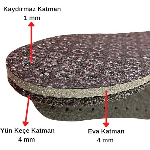 ipekbazaar Panduf Patik Örmek İçin Kaydırmaz Siyah Keçe Alt Tabanlık, 3 Katlı, 8-10mm Kalınlıkta Delikli Yün Keçe Ev Ofis İçi Panduf Terlik Ayakkabı Tabanı (3 Çift Siyah, 41-42)