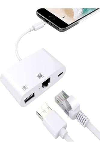 Iphone 7 8 X 11 11 Pro 12 13 13 14 Pro Max ile uyumlu ve Ipad Uyumlu Usb Ethernet Lightning Şarj Adaptörü 3in1
