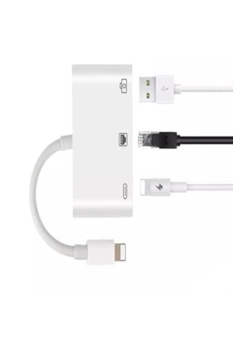 Iphone 7 8 X 11 11 Pro 12 13 13 14 Pro Max ile uyumlu ve Ipad Uyumlu Usb Ethernet Lightning Şarj Adaptörü 3in1