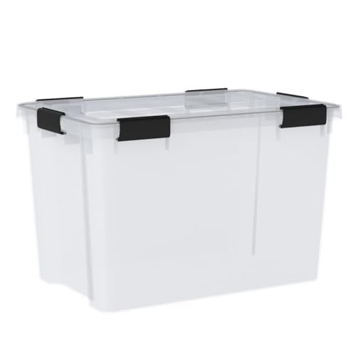 Iris Ohyama, 2li set hava geçirmez saklama kutusu – All-Weather AT-LD – plastik, şeffaf, 2 x 70 l, U 59 x G 39 x Y 38 cm