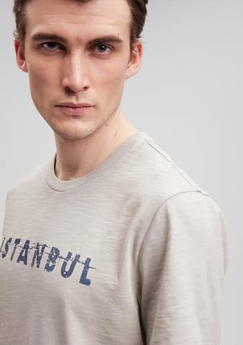 İstanbul Baskılı Gri Tişört Slim Fit/Dar Kesim 066282-31935