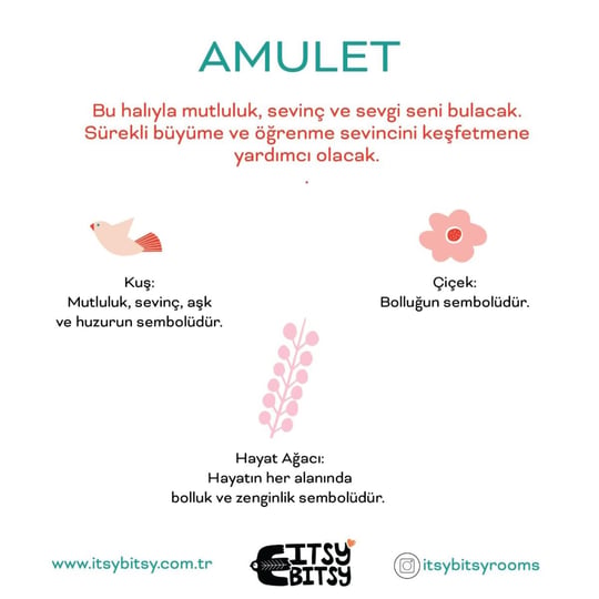 Itsy Bitsy Kids Amulet Bird Mint Yeşili Yıkanabilir Yuvarlak Çocuk Halısı 120cm