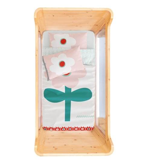 Itsy Bitsy Kids Big Flower Çift Taraflı Pamuk Saten Pembe Bebek Nevresim Seti 100x150cm