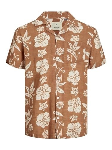 JACK & JONES Comfort Fit Kısa Kollu Resort Yaka Çiçek Desenli Gömlek, JPRBLUFLORES