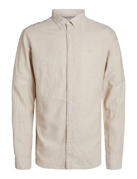 JACK & JONES Erkek Jprccmaze LINEN SHIRT L/s Button DOWN LN Gömlek
