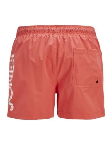 Jack & Jones Erkek Logo Baskili Deniz Sortu - Maui Hot Coral, 12275129